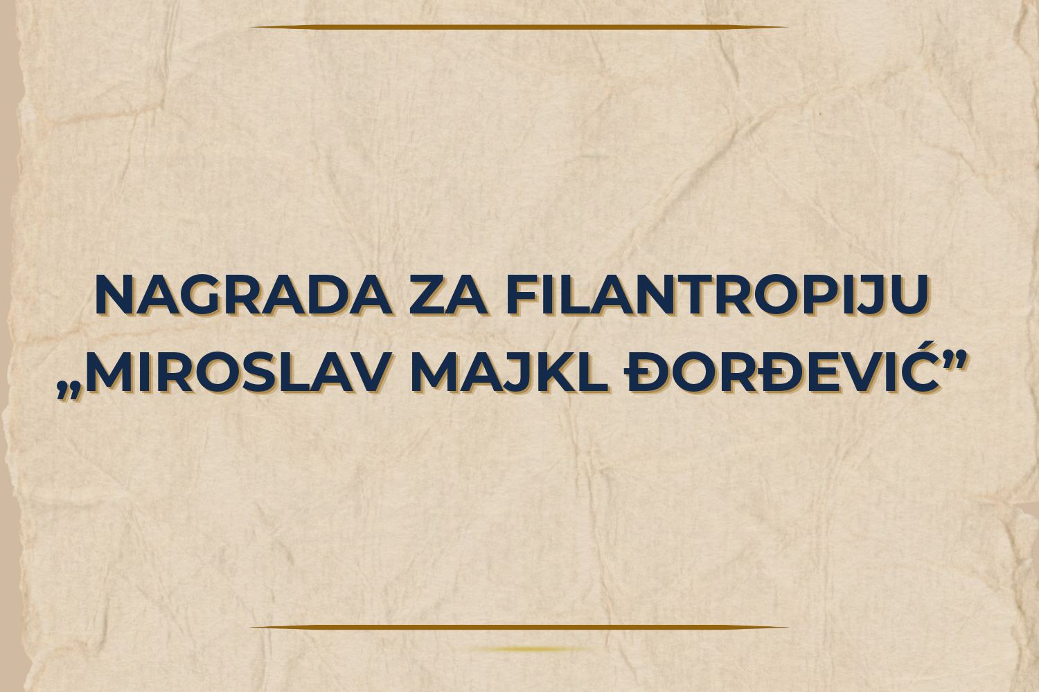 OTVOREN KONKURS ZA NAGRADU ZA FILANTROPIJU